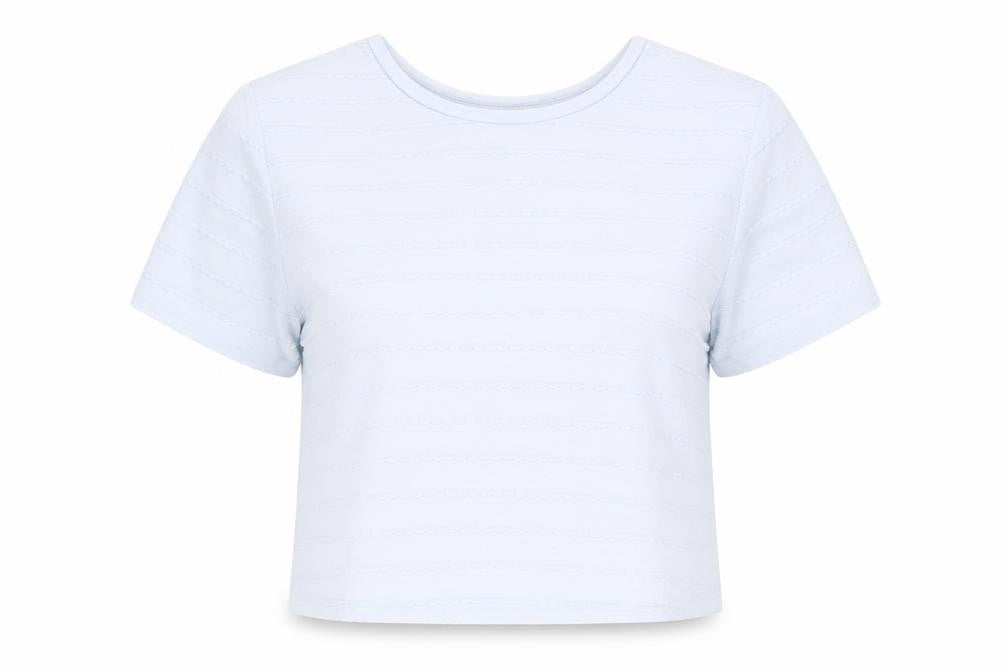 Topshop Womens Blue Polyester Basic T-Shirt Size 10 Round Neck