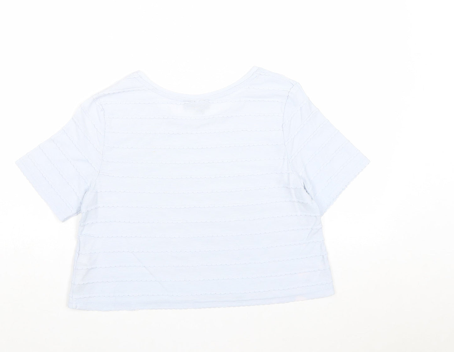Topshop Womens Blue Polyester Basic T-Shirt Size 10 Round Neck