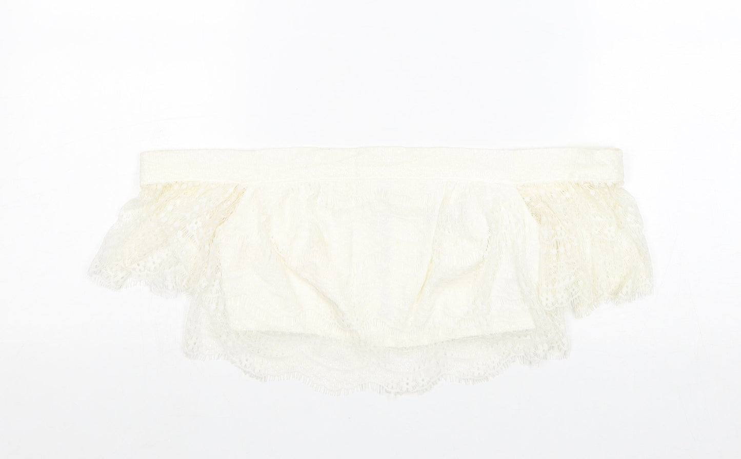 Topshop Womens Ivory Nylon Cropped Tank Size 6 Off the Shoulder
