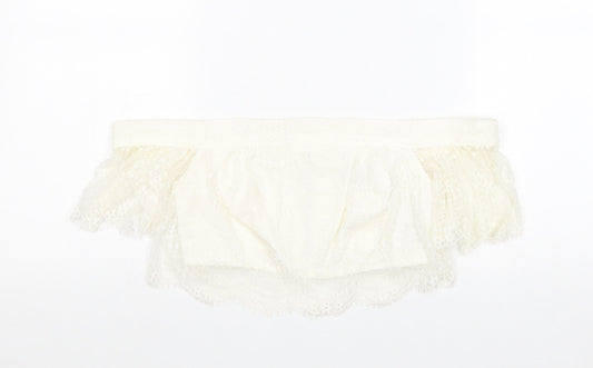 Topshop Womens Ivory Nylon Cropped Tank Size 6 Off the Shoulder