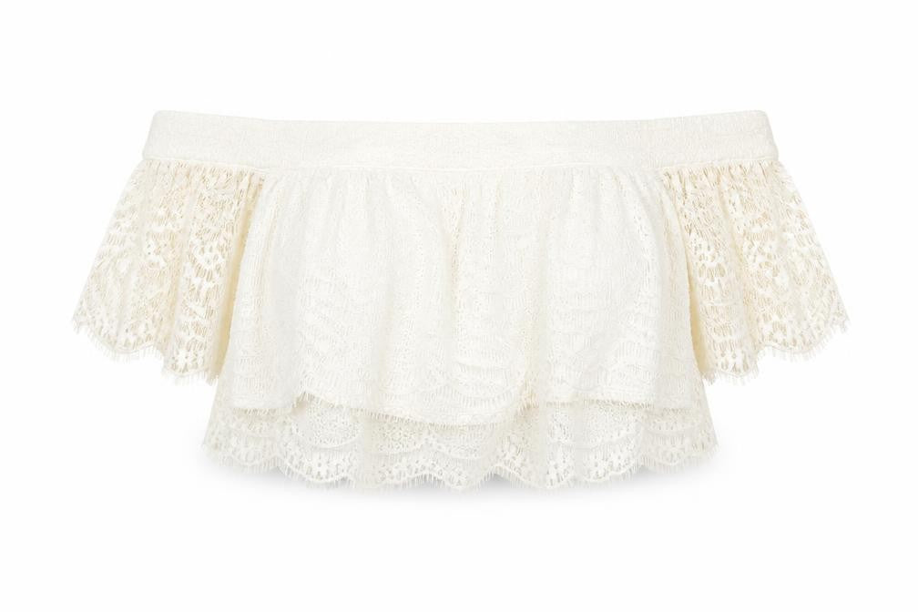 Topshop Womens Ivory Nylon Cropped Tank Size 6 Off the Shoulder