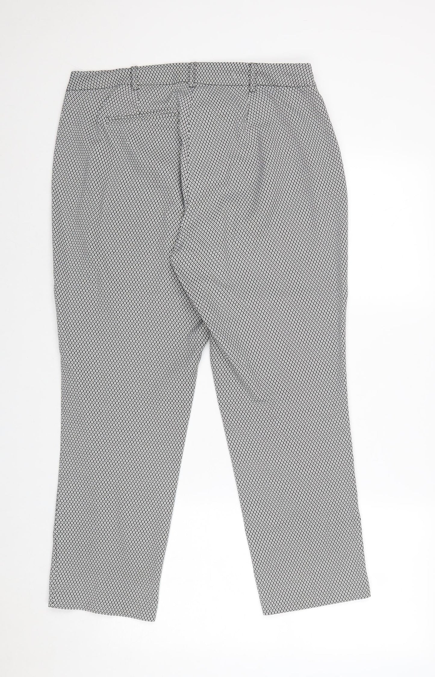 Miss Selfridge Womens Black Geometric Polyester Chino Trousers Size 12 Regular Zip