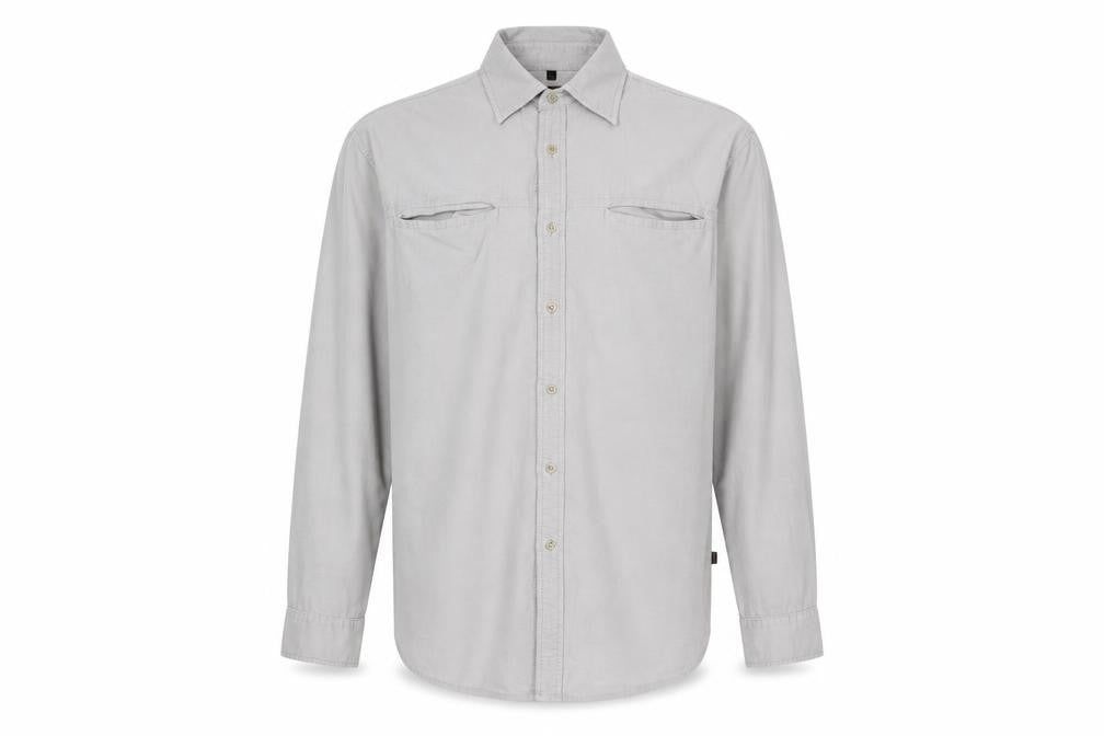 Jeff & Co Mens Grey Cotton Button-Up Size L Collared Button