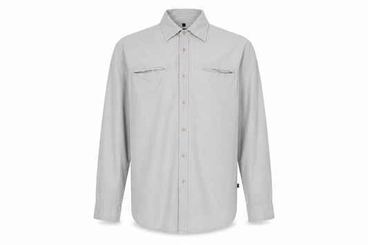 Jeff & Co Mens Grey Cotton Button-Up Size L Collared Button