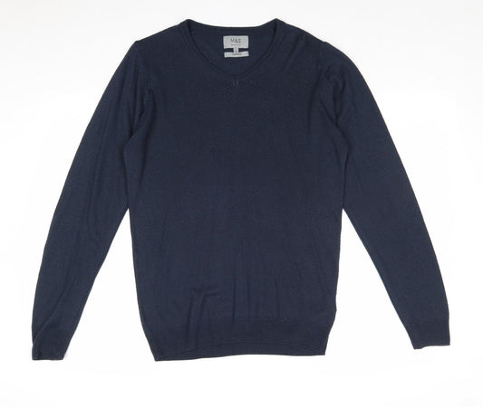 Marks and Spencer Womens Blue V-Neck Acrylic Pullover Jumper Size S