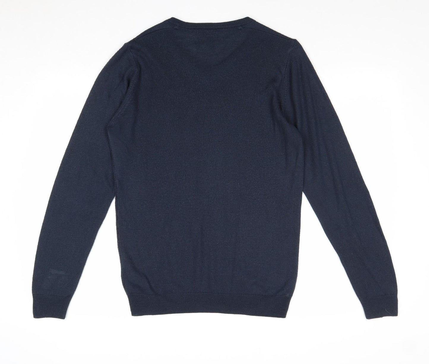 Marks and Spencer Womens Blue V-Neck Acrylic Pullover Jumper Size S