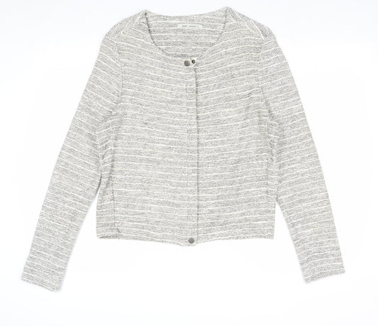 NEXT Womens Beige Striped Jacket Size 12 Zip