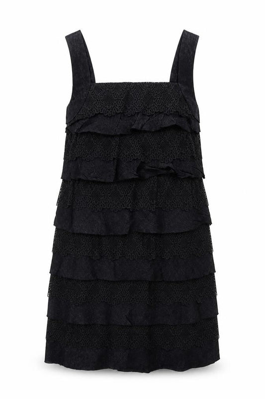 London Times Womens Black Viscose Pinafore/Dungaree Dress Size 8 Square Neck Zip