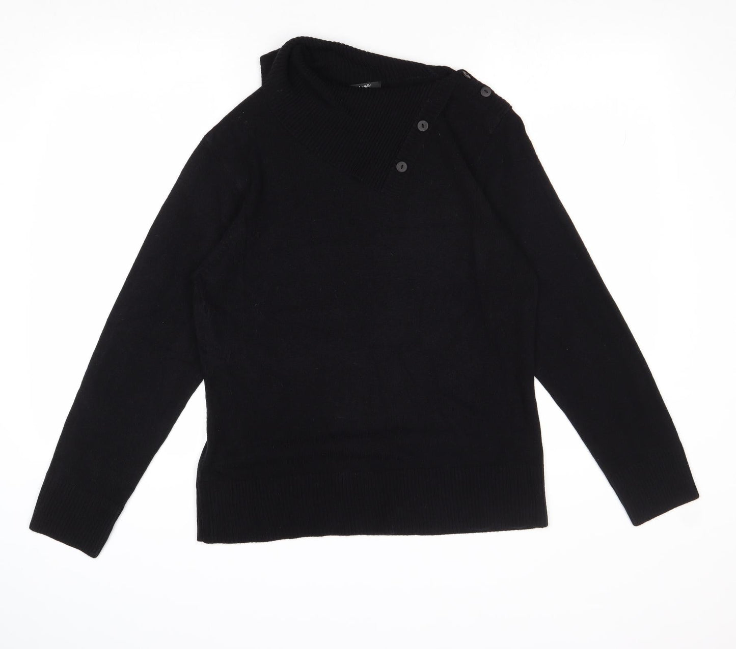 Alexara Womens Black Roll Neck Acrylic Pullover Jumper Size M