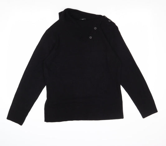 Alexara Womens Black Roll Neck Acrylic Pullover Jumper Size M