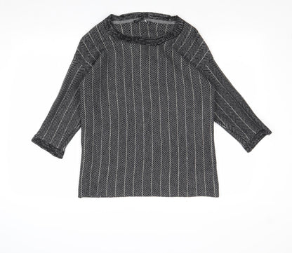 Atmosphere Womens Grey Boat Neck Striped Acrylic Pullover Jumper Size 6