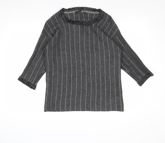 Atmosphere Womens Grey Boat Neck Striped Acrylic Pullover Jumper Size 6