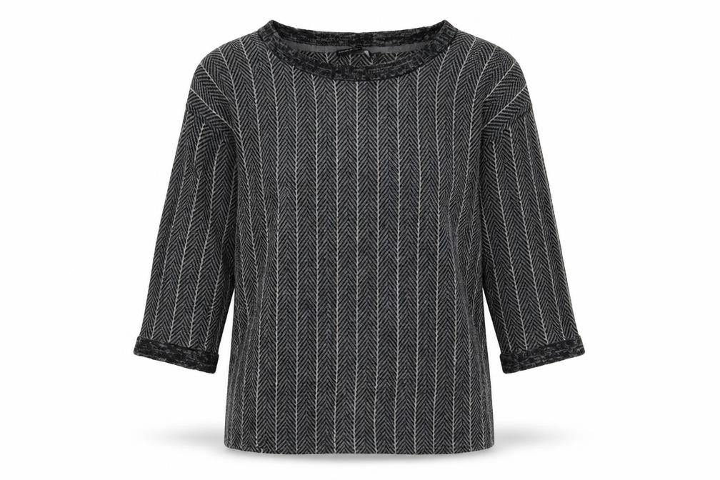 Atmosphere Womens Grey Boat Neck Striped Acrylic Pullover Jumper Size 6