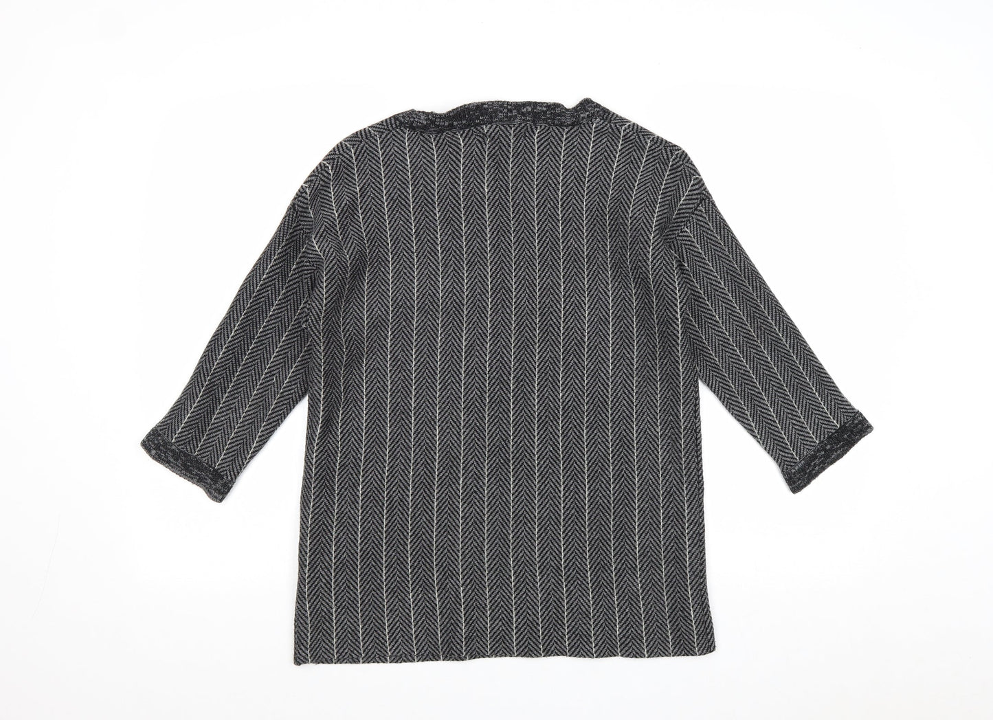 Atmosphere Womens Grey Boat Neck Striped Acrylic Pullover Jumper Size 6