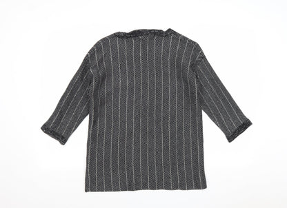 Atmosphere Womens Grey Boat Neck Striped Acrylic Pullover Jumper Size 6