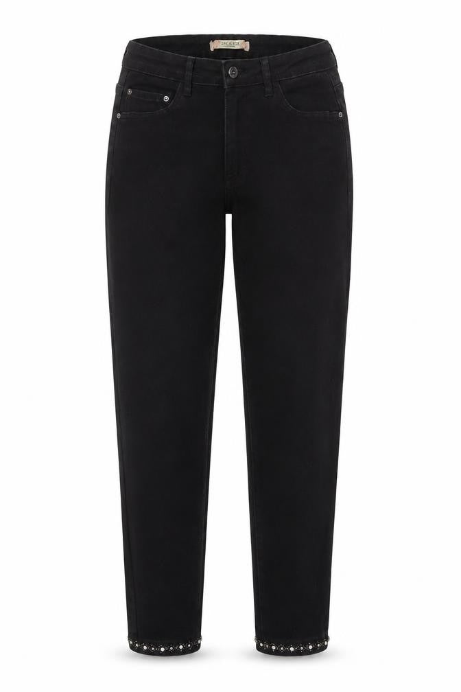 Zac&Zoe Womens Black Cotton Straight Jeans Size 8 L28 in Regular Button