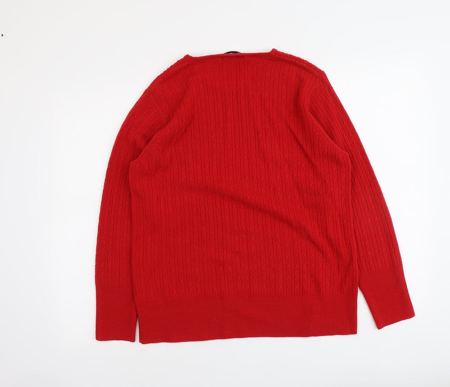 First Avenue Womens Red Round Neck Acrylic Pullover Jumper Size XL
