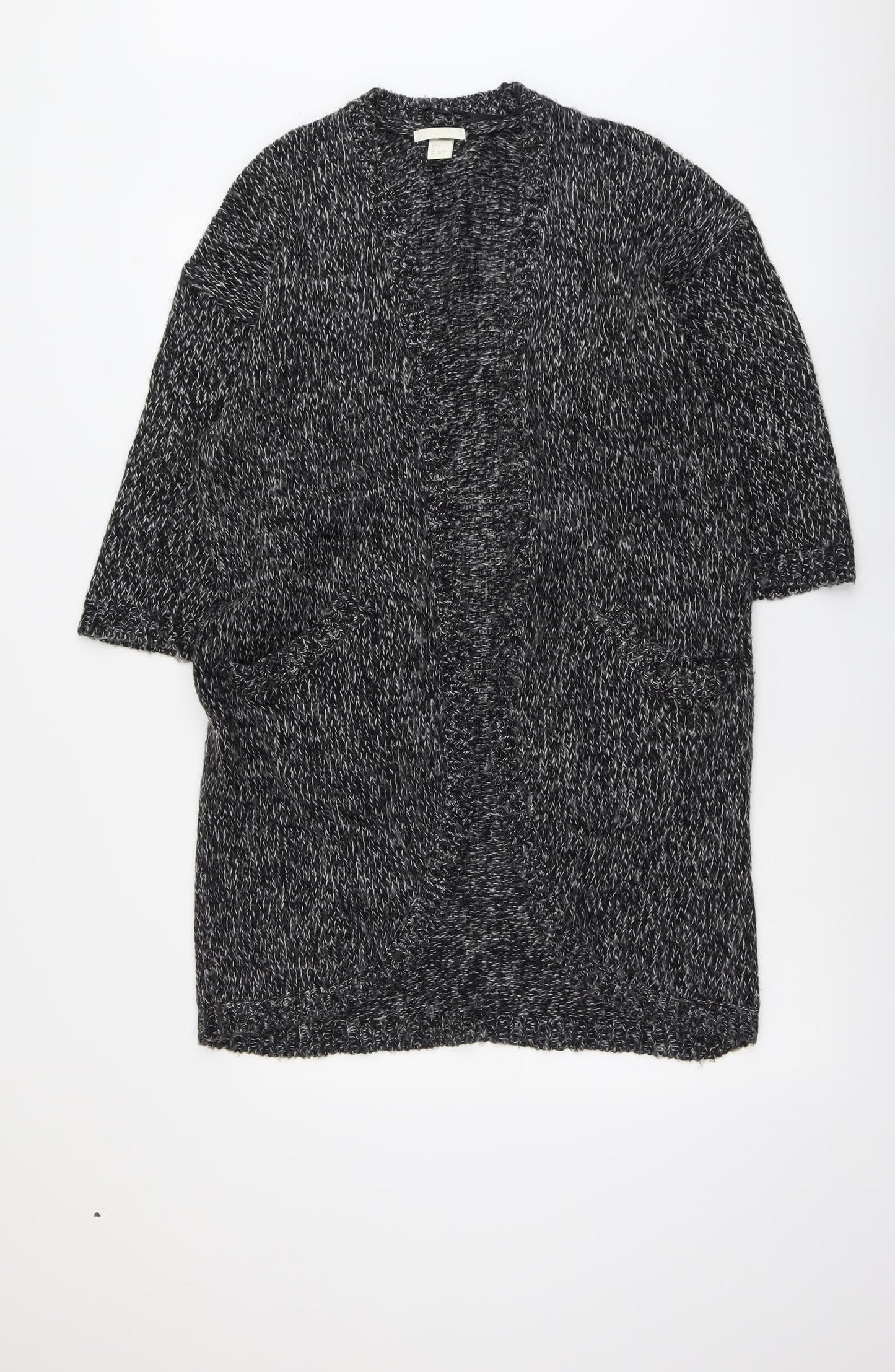 H&M Womens Grey V-Neck Acrylic Cardigan Jumper Size S