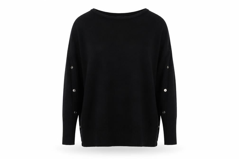 M&Co Womens Black Round Neck Acrylic Pullover Jumper Size 10