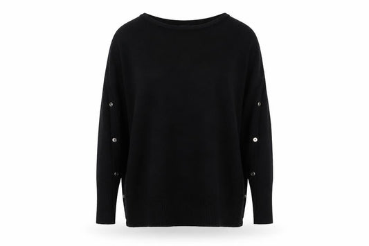 M&Co Womens Black Round Neck Acrylic Pullover Jumper Size 10