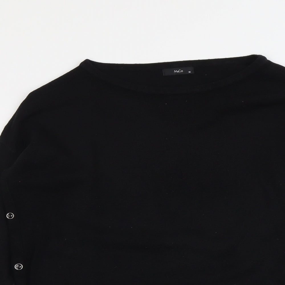 M&Co Womens Black Round Neck Acrylic Pullover Jumper Size 10