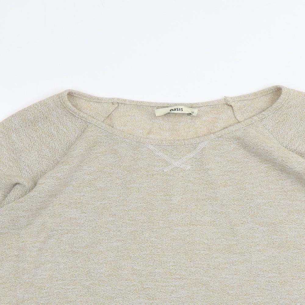 Oasis Womens Gold Boat Neck Polyester Pullover Jumper Size M