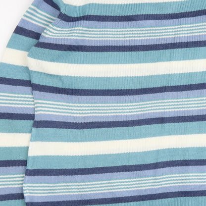 EWM Womens Multicoloured V-Neck Striped Acrylic Pullover Jumper Size 10