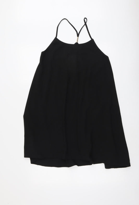 Glamorous Womens Black Polyester Trapeze & Swing Size 10 Round Neck Pullover