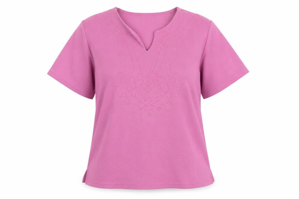//Text... Womens Pink V-Neck Herringbone Polyester Pullover Jumper Size M
