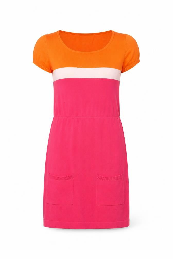 Papaya Womens Multicoloured Colourblock Cotton A-Line Size 8 Round Neck Pullover