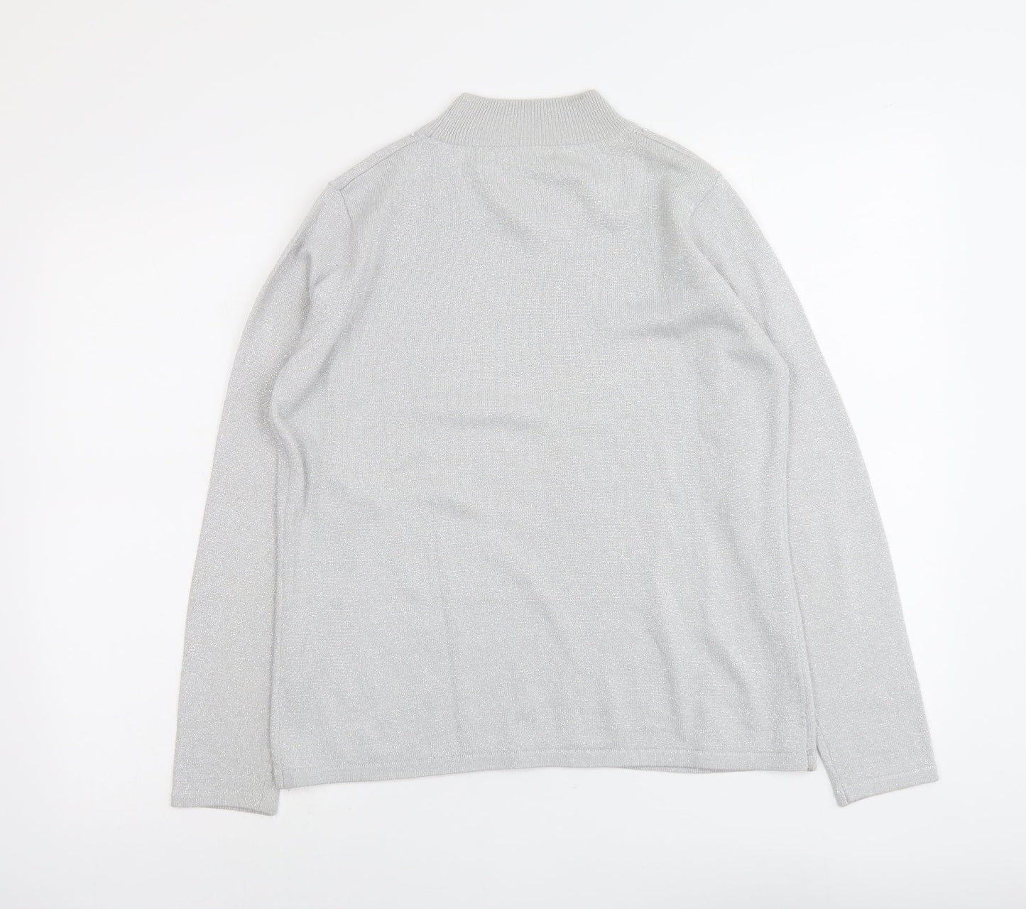 Bonmarché Womens Silver Round Neck Acrylic Pullover Jumper Size S