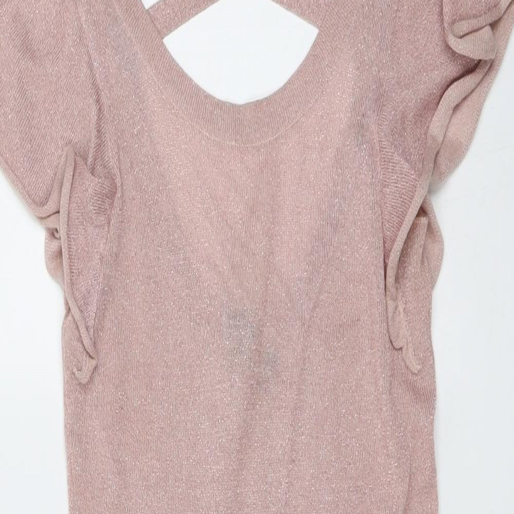 H&M Womens Pink Viscose Bodycon Size 8 Round Neck Pullover
