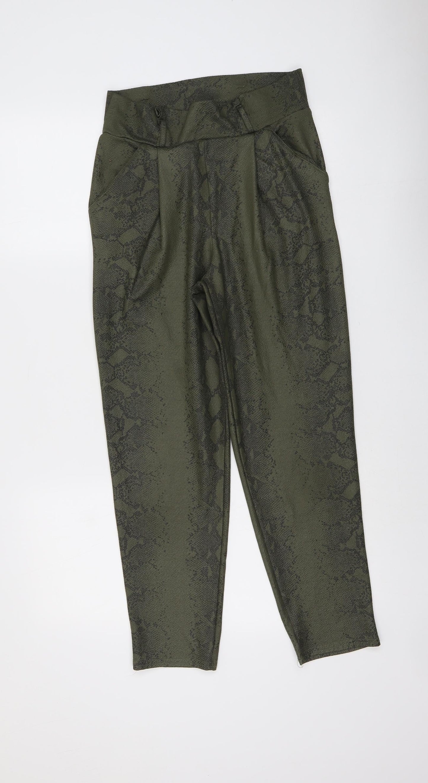 I SAW IT FIRST Womens Green Animal Print Polyester Jegging Trousers Size 10 L25 in Regular - Snake Skin Print