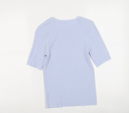 Tu Womens Blue Boat Neck Viscose Pullover Jumper Size 14