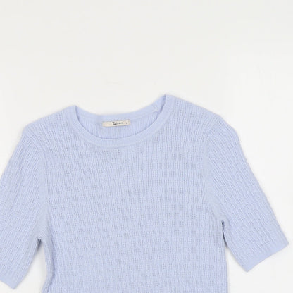 Tu Womens Blue Boat Neck Viscose Pullover Jumper Size 14