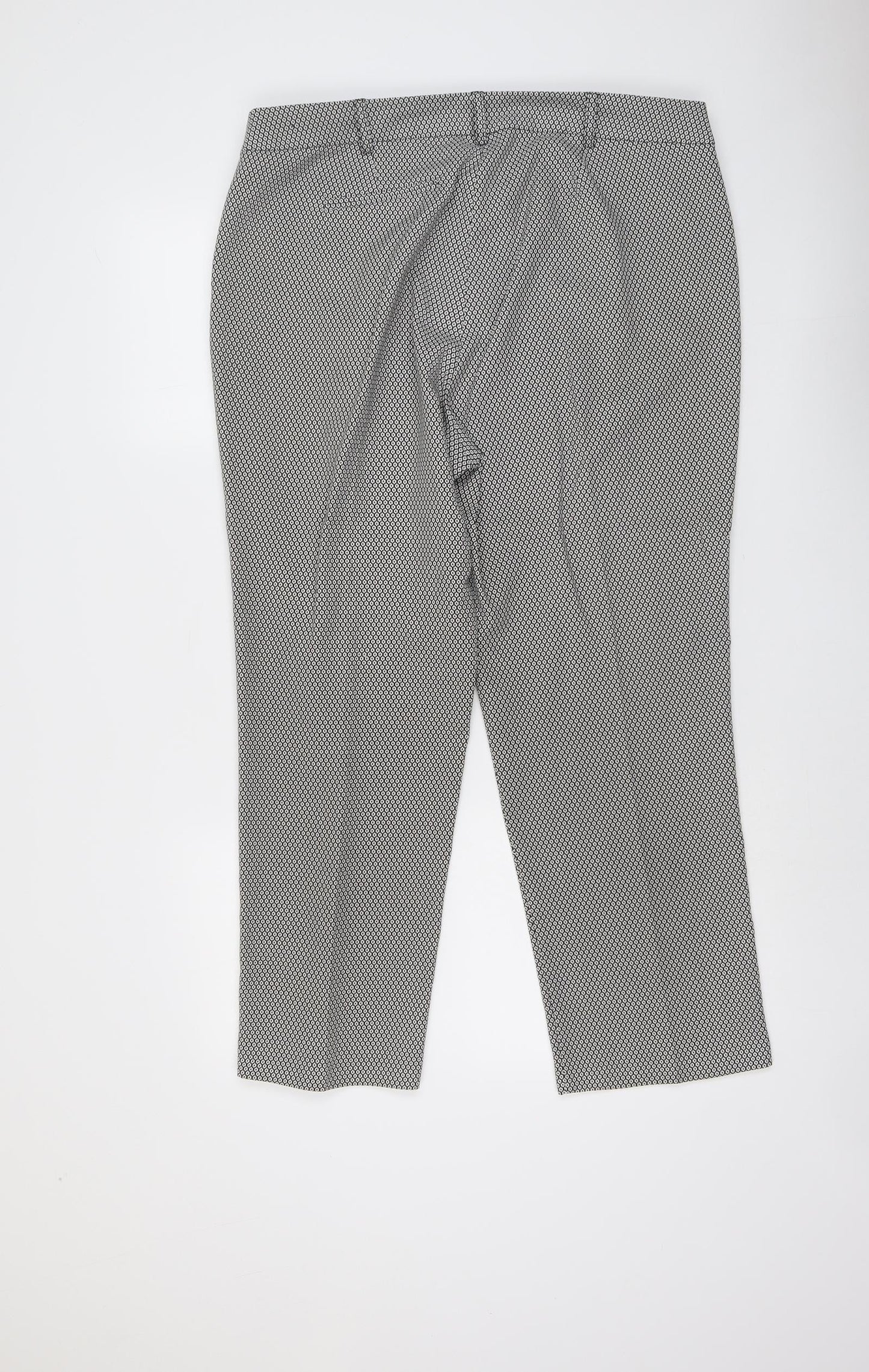 Miss Selfridge Womens Black Geometric Polyester Trousers Size 16 L26 in Regular Button