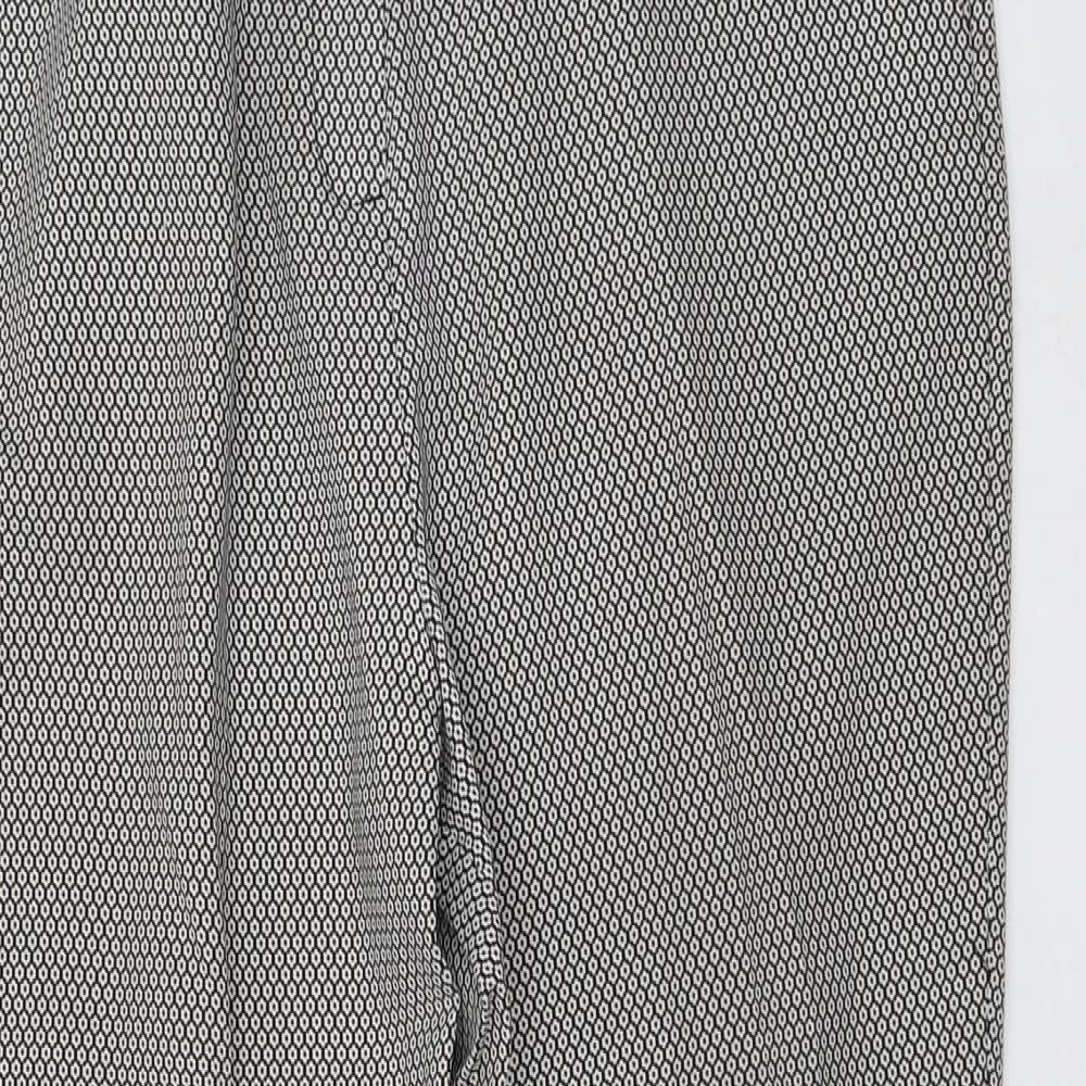 Miss Selfridge Womens Black Geometric Polyester Trousers Size 16 L26 in Regular Button