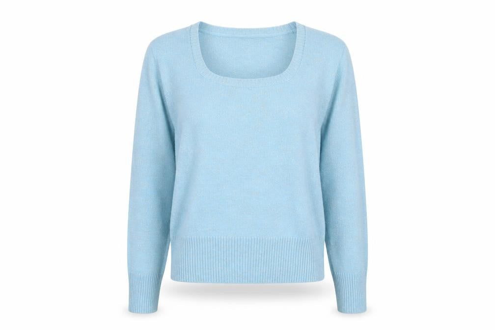 Liquid Womens Blue Square Neck Acrylic Pullover Jumper Size L
