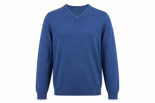 Debenhams Mens Blue V-Neck Acrylic Pullover Jumper Size S Long Sleeve