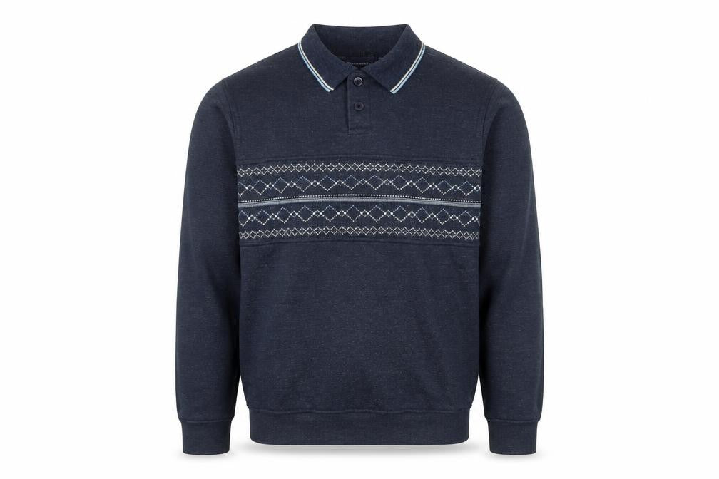 Tom Hagen Mens Blue Geometric Cotton Pullover Sweatshirt Size S