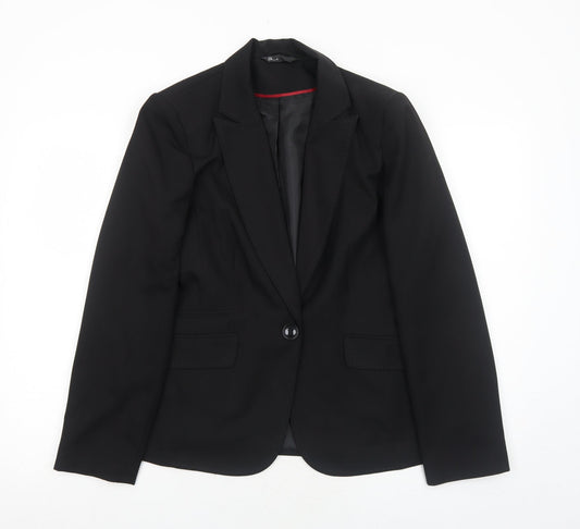 BHS Womens Black Polyester Jacket Suit Jacket Size 12