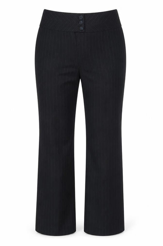Debenhams Womens Black Striped Polyester Dress Pants Trousers Size 12 Regular Zip