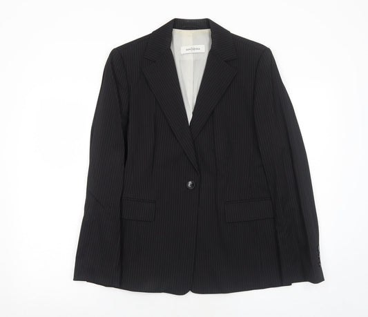 Dinomoda Womens Black Striped Wool Jacket Suit Jacket Size 10