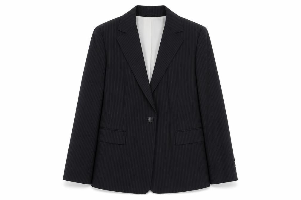 Dinomoda Womens Black Striped Wool Jacket Suit Jacket Size 10