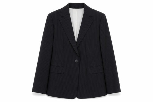 Dinomoda Womens Black Striped Wool Jacket Suit Jacket Size 10