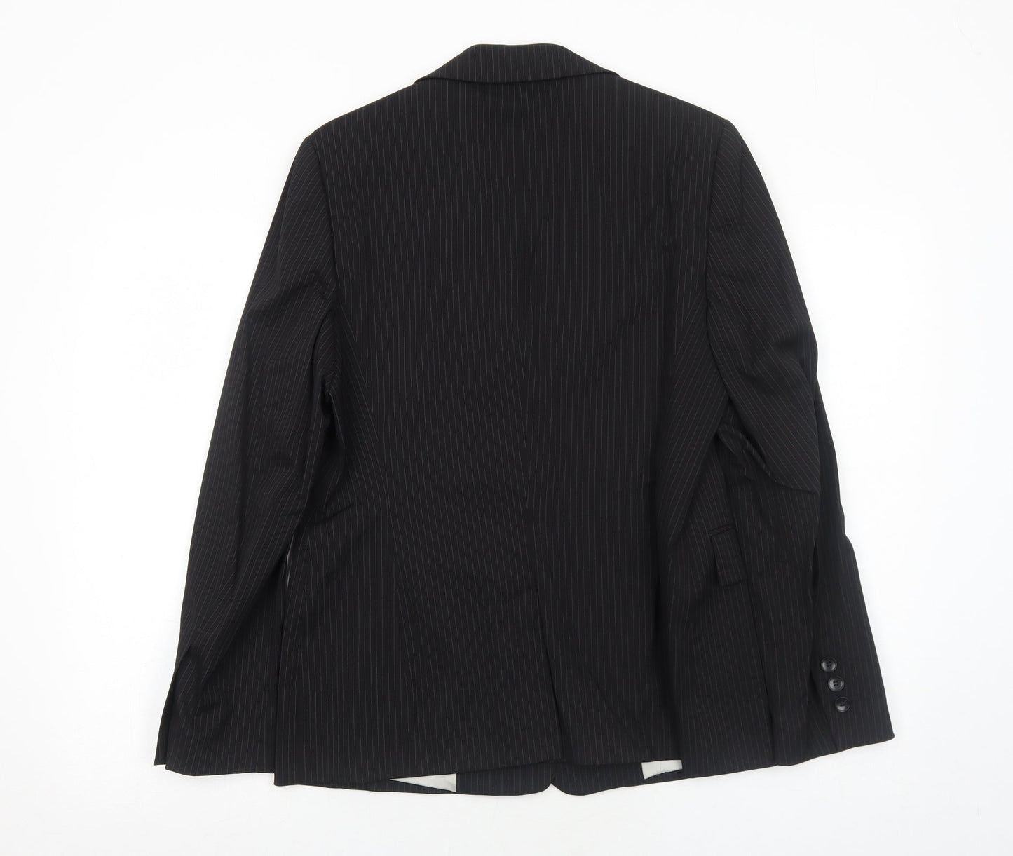 Dinomoda Womens Black Striped Wool Jacket Suit Jacket Size 10