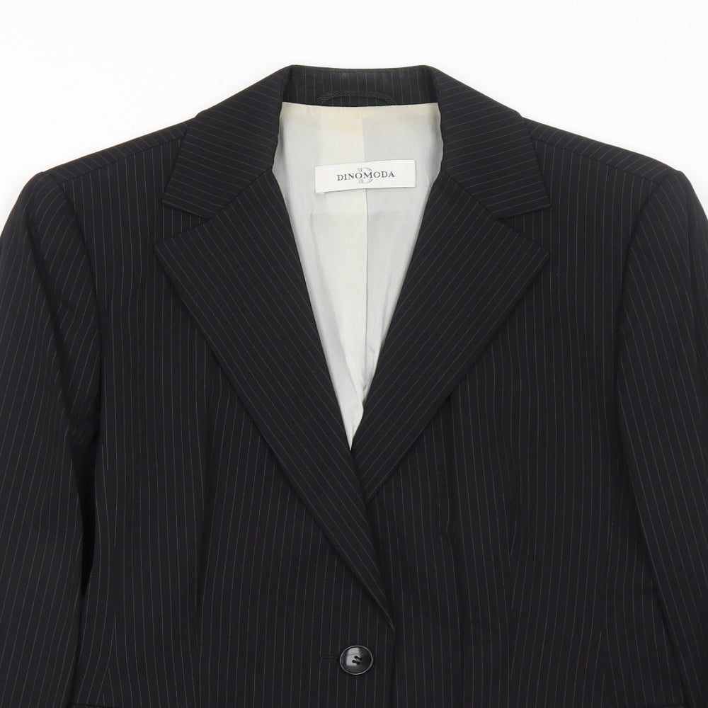 Dinomoda Womens Black Striped Wool Jacket Suit Jacket Size 10
