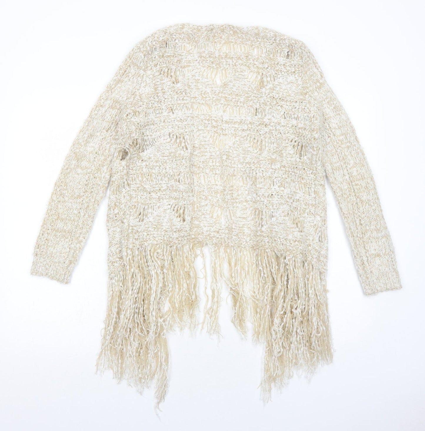 South Womens Beige V-Neck Acrylic Cardigan Jumper Size 14