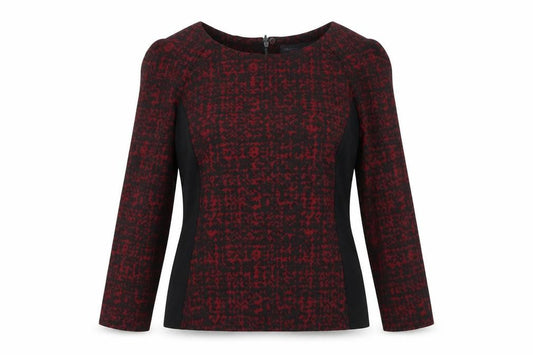 Marks and Spencer Womens Red Geometric Polyester Basic Blouse Size 10 Round Neck