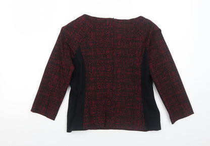 Marks & Spencer Womens Red Geometric Polyester Basic Blouse Size 10 Round Neck